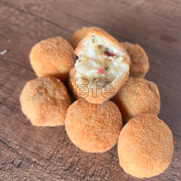 Crispy Potato Balls (with Pickled Cabbage and Sausage)